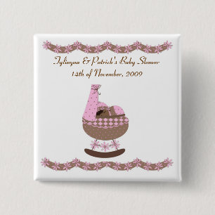 Rosa und Braun themenorientierte Babyparty Button