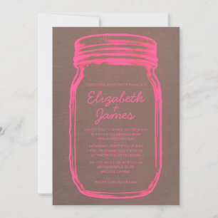 Rosa und braun Vintag Mason Jar Hochzeit Einladung