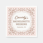 Rosa und braun Western Junggeselinnen-Abschied Serviette (Vorderseite)