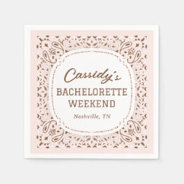 Rosa und braun Western Junggeselinnen-Abschied Serviette