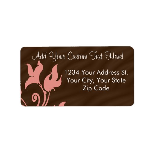 Rosa und braun wirbeln adressaufkleber (Vorne)