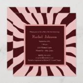 Rosa und braun Zebra Babydusche Einladung (Vorne/Hinten)