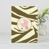 Rosa und braun Zebra Print Baby Dusche Einladung (Stehend Vorderseite)