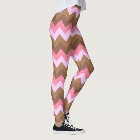 Rosa und Braun ZigZag-Muster Leggings (Rechts)