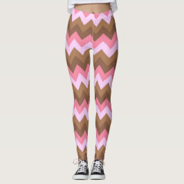 Rosa und Braun ZigZag-Muster Leggings