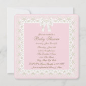 Rosa und braune Babydusche Einladung (Rückseite)