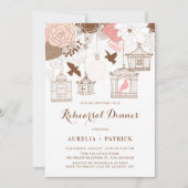 Rosa und braune Birdcages Probe Dinner Einladung (Vorderseite)