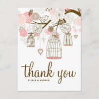 Rosa und braune Blume & Birdcages Vielen Dank