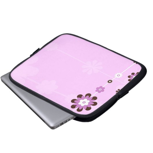 Rosa und braune Blume Laptop-Sieb Laptopschutzhülle (Vorne Knopf)