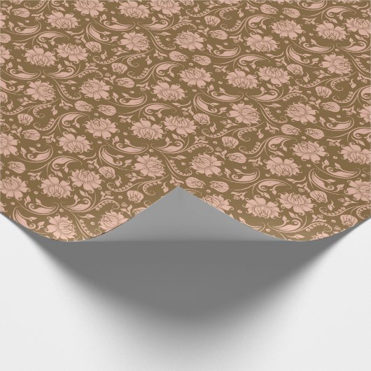 rosa und braune Blumenmuster Geschenkpapier (Ecke)