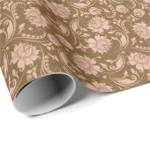 rosa und braune Blumenmuster Geschenkpapier (Rolleneckpunkt)