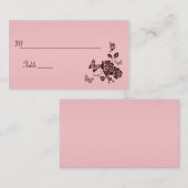 Rosa und braune Blütenschmetterlinge Platzkarte (Vorne/Hinten)