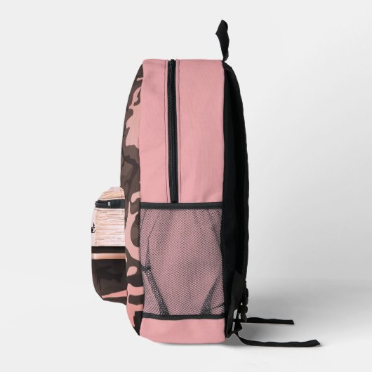 Rosa und braune Camouflage Schimmery Chic Personal Bedruckter Rucksack (Rechts)