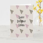 Rosa und braune Dreiecke Karte (Gelbe Blume)