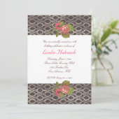 Rosa und Braune Einladung von Frauen zum Geburtsta (Stehend Vorderseite)