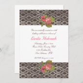 Rosa und Braune Einladung von Frauen zum Geburtsta (Vorne/Hinten)