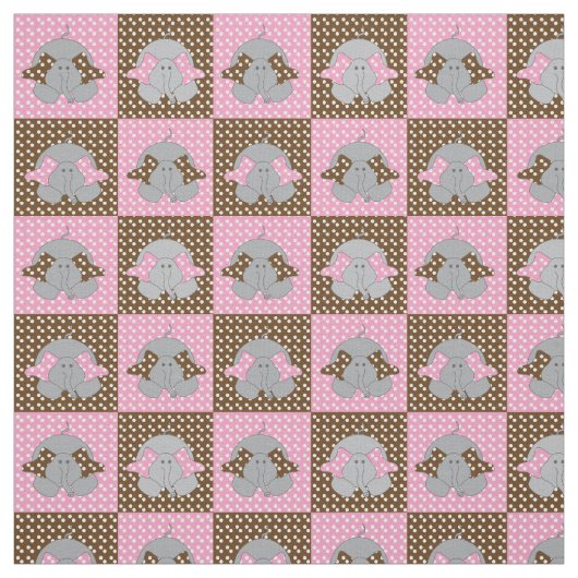 Rosa und braune Elefanten| Polka - Punkte Stoff (Muster)