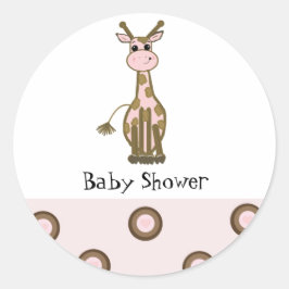 Rosa und braune Giraffe Kinderdusche Runder Aufkleber