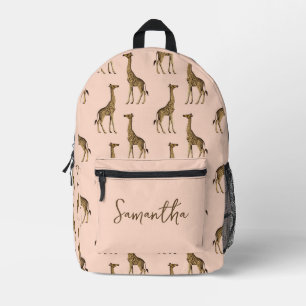 Rosa und braune Giraffe Safari Bedruckter Rucksack