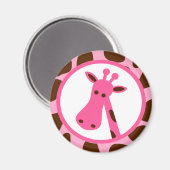 Rosa und braune Giraffenfelder und Giraffenleiter Magnet (Vorderseite/Rückseite)