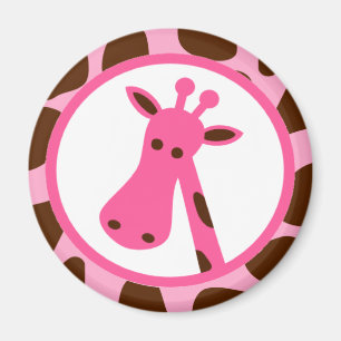 Rosa und braune Giraffenfelder und Giraffenleiter Magnet