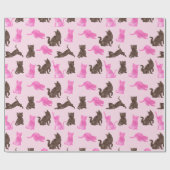 Rosa und braune Katzen Geschenkpapier (Flach)