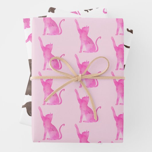 Rosa und braune Katzen Geschenkpapier Set (Beispiel)