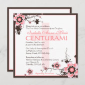 Rosa und braune Kirschblüte Einladung zur Dusche (Vorne/Hinten)