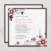 Rosa und braune Kirschblüte Einladung zur Hochzeit (Vorne/Hinten)