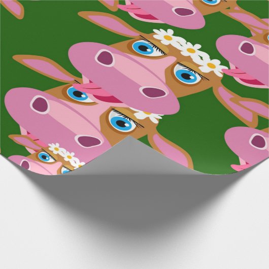 Rosa und braune Kuh-Gesichtsausdruck Geschenkpapier (Ecke)