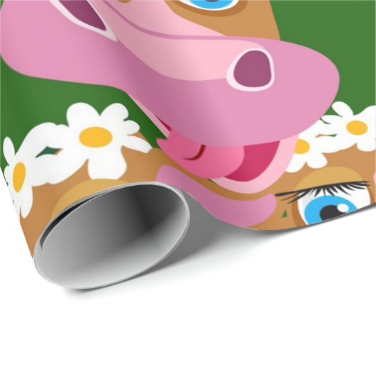 Rosa und braune Kuh-Gesichtsausdruck Geschenkpapier (Rolleneckpunkt)