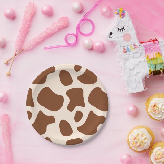 Rosa und braune Kuh Pappteller (Party)