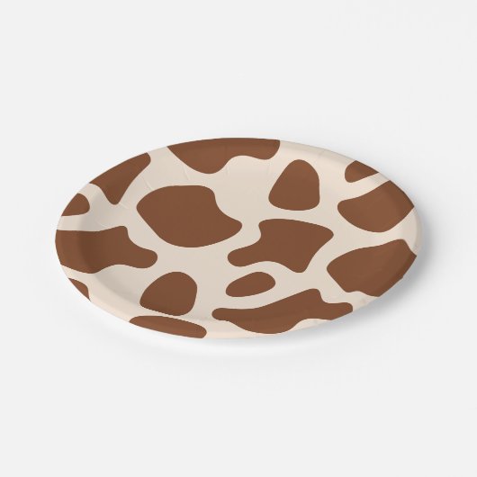 Rosa und braune Kuh Pappteller (Schrägansicht)