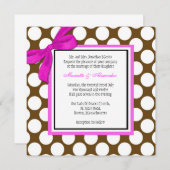 Rosa und braune Polka Dot Einladung zur Hochzeit (Vorne/Hinten)