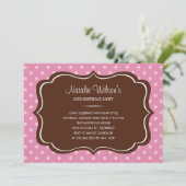Rosa und braune Polka-Dot-Einladungen Einladung (Stehend Vorderseite)
