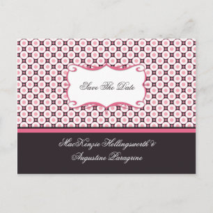 Rosa und braune Punkte Save the Date Ankündigungspostkarte