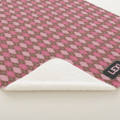 Rosa und braune Raute Diamanten mit Intialien / Na Sherpadecke (3/4)