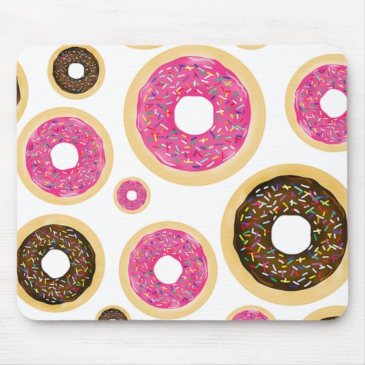 Rosa und braune Sprinkle-Donuts Moderne Fun Cute Mousepad (Vorne)