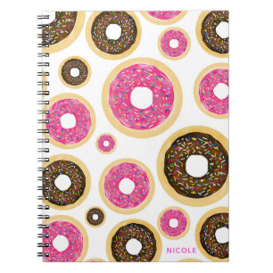 Rosa und braune Sprinkle-Donuts Moderne Spaß Cute Notizblock