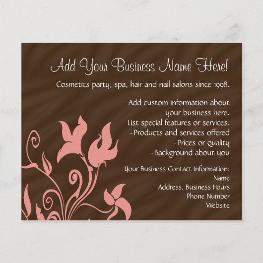 Rosa und braune Swirl-Make-up-Künstler oder -Salon Flyer (Vorne)
