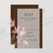 Rosa und braune Swirl-Make-up-Künstler oder -Salon RSVP Karte (Vorne/Hinten)
