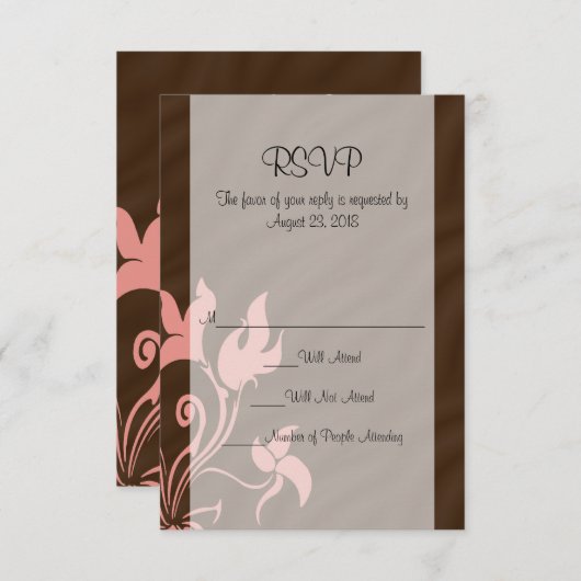 Rosa und braune Swirl-Make-up-Künstler oder -Salon RSVP Karte (Vorne/Hinten)