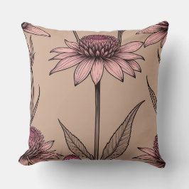 Rosa und braune Wildblumen Kissen