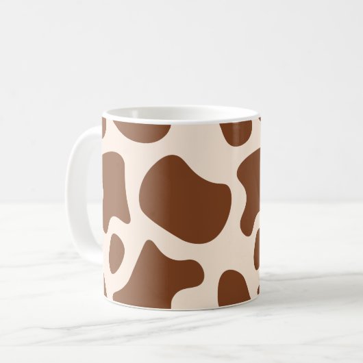 Rosa und brauner Kuhdruck Kaffeetasse (Vorderseite Links)