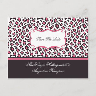 Rosa und Brauner Leopard Save the Date Ankündigungspostkarte