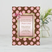 Rosa und brauner Polka Dot Einladungsvorlage Einladung (Stehend Vorderseite)