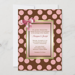 Rosa und brauner Polka Dot Einladungsvorlage Einladung