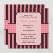 Rosa und brauner Stripe Kinderdusche Einladung (Vorne/Hinten)