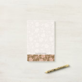 rosa und braunes Blumenmuster Post-it Klebezettel (Auf Schreibtisch)