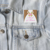 Rosa und braunes Hochzeitskleid Brautparty Button (Beispiel)